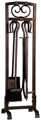 Cpo90501ac3l 5-piece Antique Bronze Fireplace Tool Set, Heavy-duty Construction