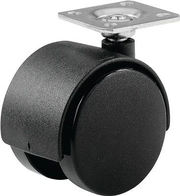 Hardware 9401 1-5/8 Inch Twin Wheel Caster With Plate Mount - Black