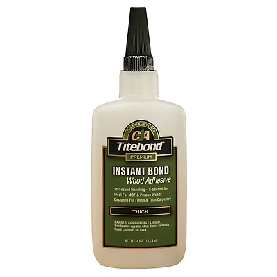 Titebond 6222 Instant Bond Thick Wood Glue, Clear, 4 Oz