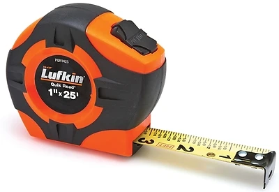 Crescent Lufkin Quikread Pqr1425n Tape Measure, 25 Ft Steel Blade, 1 In Wide, Orange Case