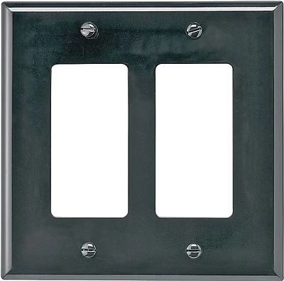 Pj262bk Unbreakable Mid-size 2-gang Decorator Wall Plate, Black