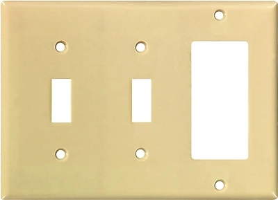 Eaton 2173V-BOX 3-Gang Toggle/Decorator Combination Wall Plate, Ivory