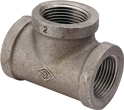 Prosource B130 10 Malleable Iron Pipe Tee, Black, 3/8 In