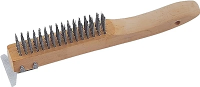 Tge-wb416 4-inch X 16-inch Wire Brush With Scraper And Wood Handle