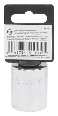 1/2 Drive Standard Socket 24mm 12 Point Chrome Vanadium Steel