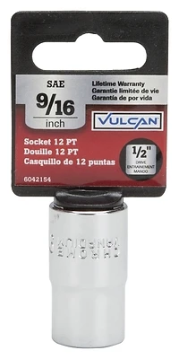 1/2 Inch Drive Standard Socket 9/16 Inch 12 Point Chrome Vanadium Steel
