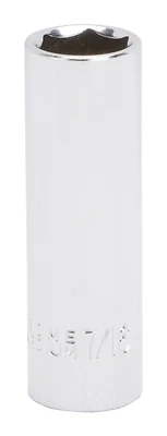 1/4 Drive Deep Socket 7/16 Inch 6 Point Chrome Vanadium Steel