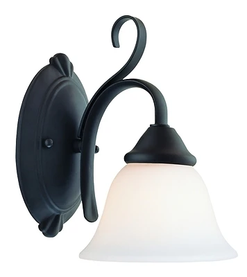 F3-1w-3l 1-light Matte Black Wall Sconce With Frosted Glass Shade