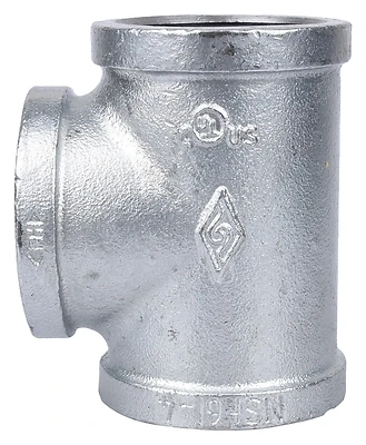 2 Inch Galvanized Malleable Tee, Model 11a-2g For Water And Steam Piping
