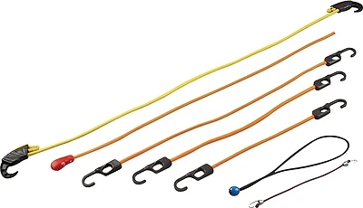 Fh64076 Heavy Duty Bungee Cord Set, 24-piece, Polypropylene, Black/orange, Hook End