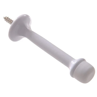 Aluminum White Door Stop With 3-3/16 Inch Projection And 7/8 Inch Base Diameter