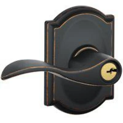 F51 Accent Camelot Aged Bronze Keyed Entry Door Handle Lockset