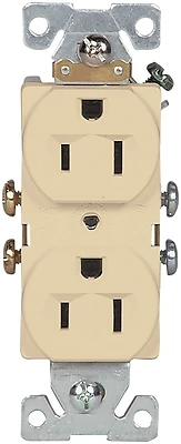 Eaton 827V-BOX Duplex Receptacle, 15A 125V, Ivory