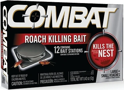 Roach Killer Bait Stations, 12 Count, Kills Small & Large Roaches At Source