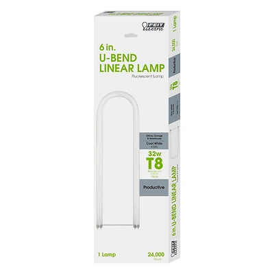 Feit Electric F32T8/841/U6 T8 U-Bend Fluorescent Bulb, 32W, 4100K