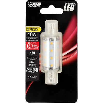 Feit Electric BPJ78/LED R7S LED Bulb, 40W Equivalent, 450 Lumens, 3000K