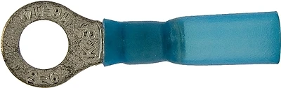 65711 Heat Shrink Ring Terminal, 16-14 Awg Wire, Copper Contact, Blue