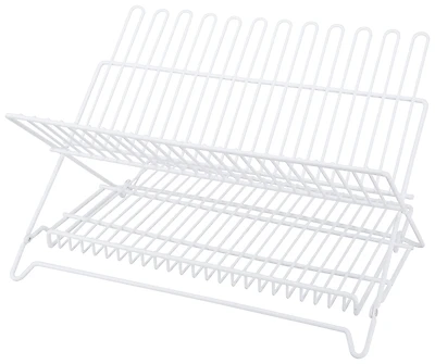 Simple Spaces JI-22W-3L Folding Dish Rack, 20 Lb Capacity, Steel, White