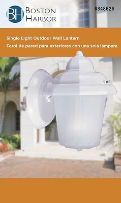 Boston Harbor AL9002H-43L Porch Wall Lantern, White, Aluminum