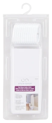 Simple Spaces SD-626WH-3L Vinyl Shower Curtain, 70 x 72 In., White