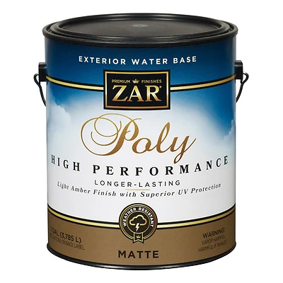 Zar 34913 Exterior Wood Stain, Matte Transparent Water-Based Poly, 1 Gal