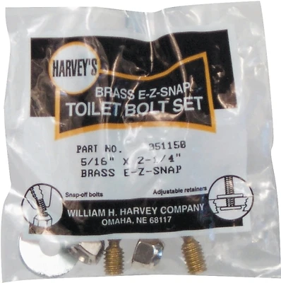 Harvey 051150 E-Z Snap Toilet Bolt Set, Brass, 5/16 x 2-1/4 In.