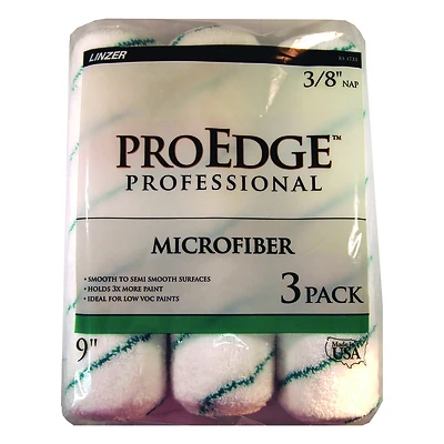 Proedge Microfiber Paint Roller Cover Set, 9 In. X 3/8 In., 3 Pk, Shed Resistant