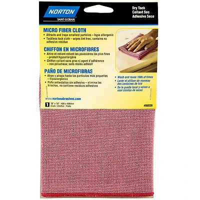 Norton 07660706038 Microfiber Tack Cloth, Red, 16 In. x 16 In.