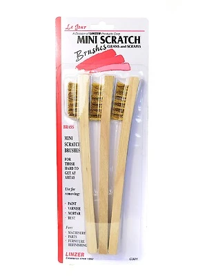 Linzer C301 Brass Mini Detail Brush Set, 3-Pack