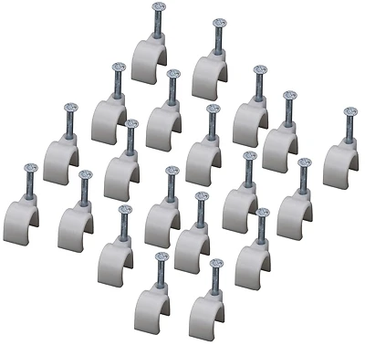 Zenith VM1020NAW Coax Cable Clips, White, 20-Piece