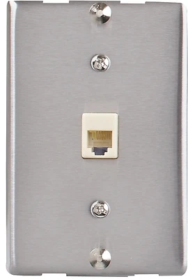 Tw1001wps Universal Wall Phone Jack, Silver Finish, Single Mount