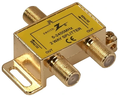 Zenith VS3001SP2W 2-Way Coaxial Splitter, 2.4 GHz, Gold Plated