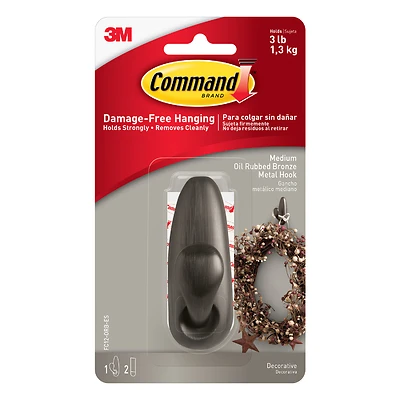 Command Forever Classic FC12-ORB Adhesive Hook, Oil-Rubbed Bronze, 3 Lb