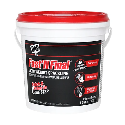 Dap 12143 Fast 'N Final Spackling Paste, Lightweight, White, 1 Gal.
