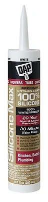 Dap Silicone Max 08667 Kitchen & Bath Silicone Sealant, White, 10.1 oz
