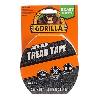 Gorilla 115944 Anti-Slip Tread Tape, 2 in x 10 ft, Black