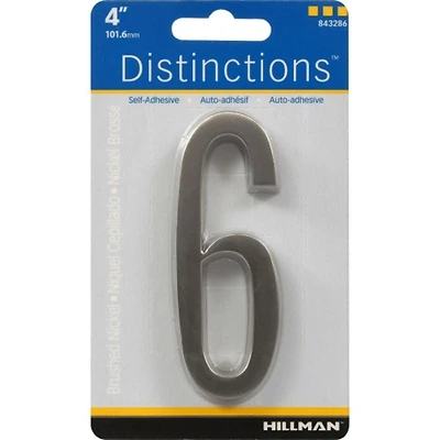 Hillman 843286 Distinctions Adhesive House Address Number 6, Nickel, 4-In.