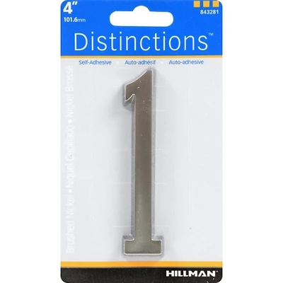 Hillman 843281 Distinctions Adhesive House Address Number 1, Nickel, 4-In.