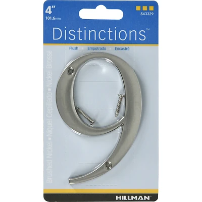 Hillman 843329 Distinctions House Address Number 9, Brushed Nickel, 4-In.