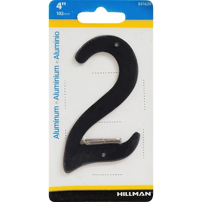 Hillman 841620 House Address Number 2, 4-In., Black Aluminum, Nail-On