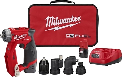 Milwaukee 2505-22 M12 Fuel Drill/Driver Kit, 3/8 In. Chuck, 4 Heads