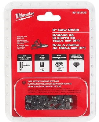 Milwaukee 49-16-2732 Chainsaw Chain, 6 In., 0.043 In. Gauge, 28 Drive Links