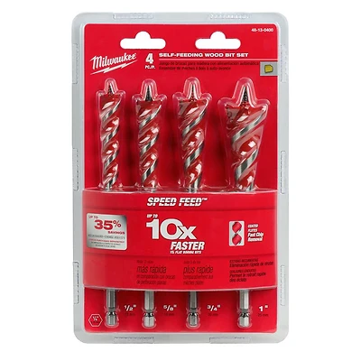 Milwaukee 48-13-0400 Speed Feed Wood Drill Bit Set, 6 In., 4-Pc.