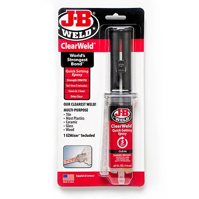J-B Weld 50114H ClearWeld Epoxy Syringe, 2-Part, 14ml