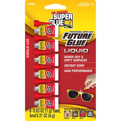 Super Glue 11710008 Future Glue Liquid, 1-Gm. Single Use Tubes, 6-Pk.