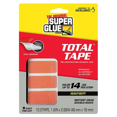 Super Glue 11710507 Total Tape Mounting Tape, 1.8 x 0.68 In. Strips