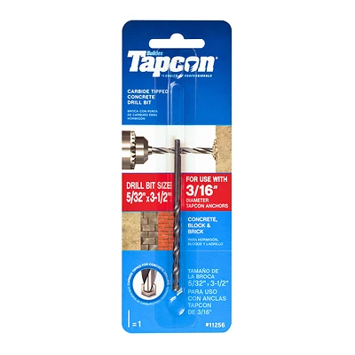 Tapcon 11256 Concrete Drill Bit, 5/32 x 3-1/2 In.