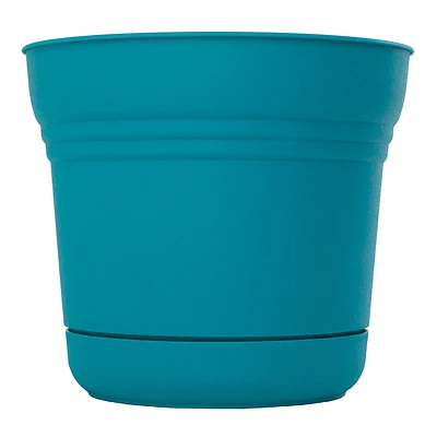 Bloem SP0726 Saturn Planter With Attached Saucer, Plastic, Bermuda Teal, 7 In.