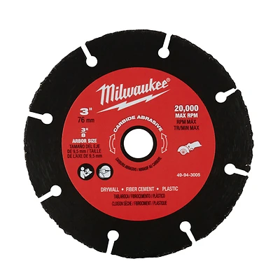 Milwaukee 49-94-3005 Cut-Off Wheel, 3 In. Carbide Abrasive, 3/8 In. Arbor