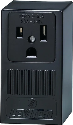 Leviton B01-05378-000 Electrical Receptacle, Surface Mounting, 2-Pole, 125/250 V, 50 A, NEMA: NEMA 6-50R, Black
